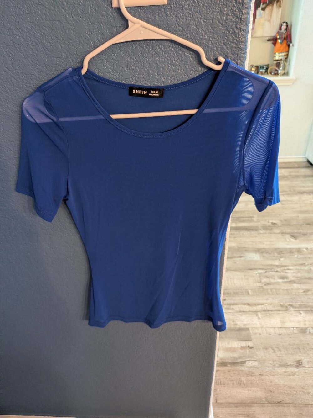 Blue mesh translucent top - Picture 2 of 3